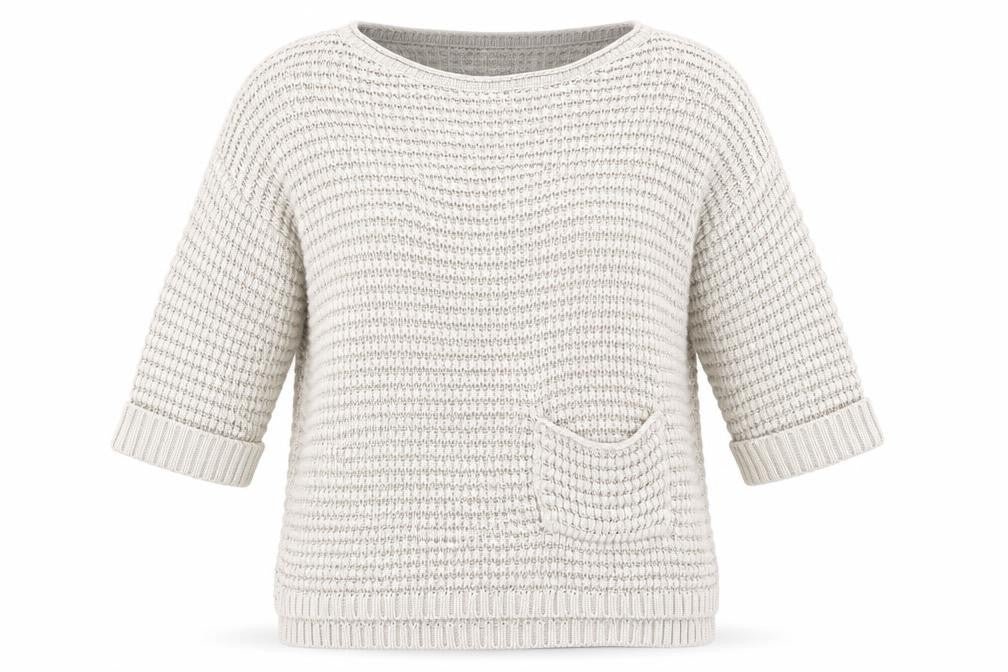 Front view of Wallis women’s beige knit jumper, size S, - open knit