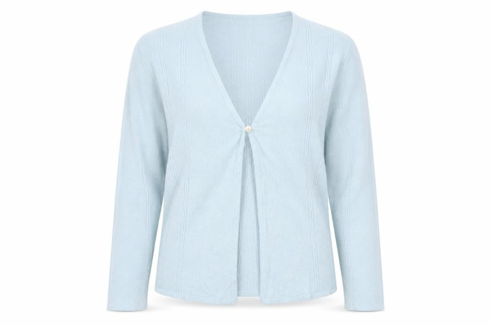Front view of Classics women’s blue jumper, size UK 14