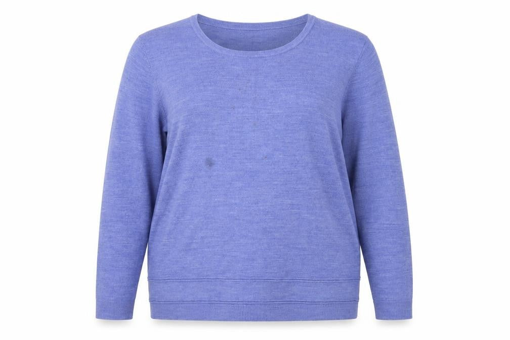 Front view of Classics women’s blue houndstooth jumper, size UK 18