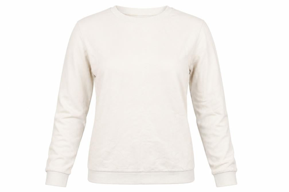Front view of Topshop women’s beige houndstooth jumper, size UK 12