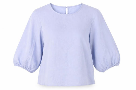 Front view of Primark women’s blue basic blouse, size UK 12