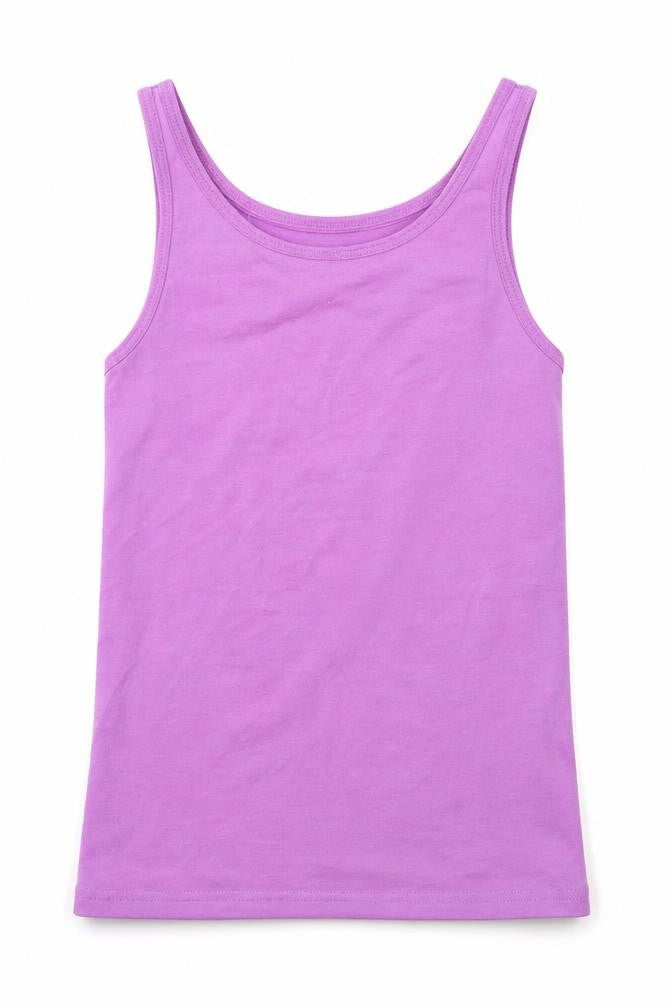 Front view of Young Dimension girls’ purple basic tank, size 9-10, years