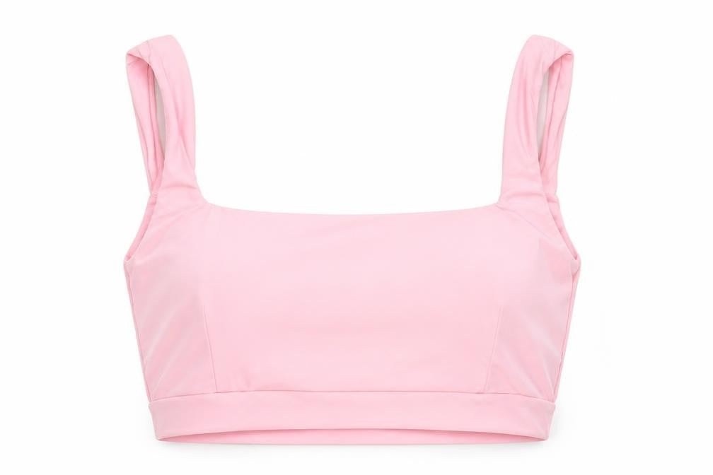 Front view of PRETTYLITTLETHING women’s pink cropped tank, size UK 10