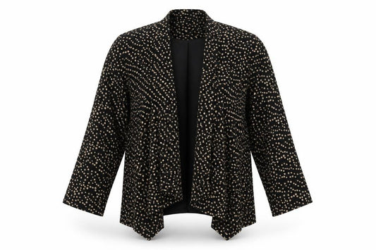 Front view of Debenhams women’s black polka dot jacket blazer, size UK 10