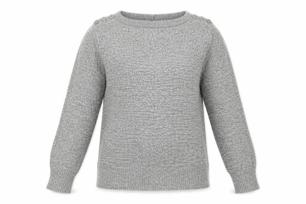 Front view of Bonmarché women’s grey pullover sweatshirt, size S
