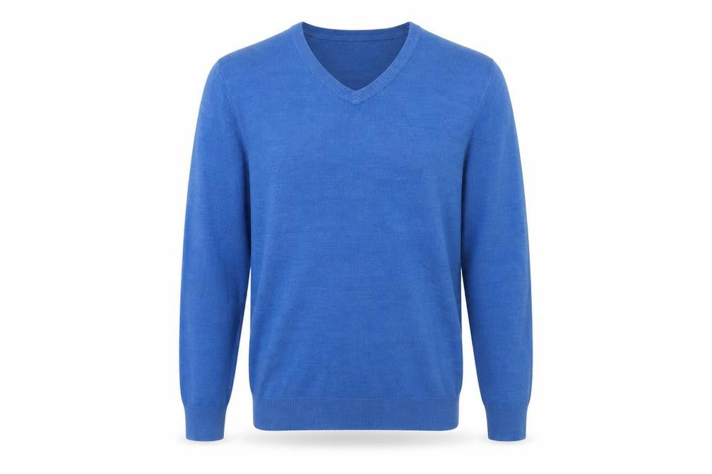 Front view of BHS men’s blue pullover sweatshirt, size M