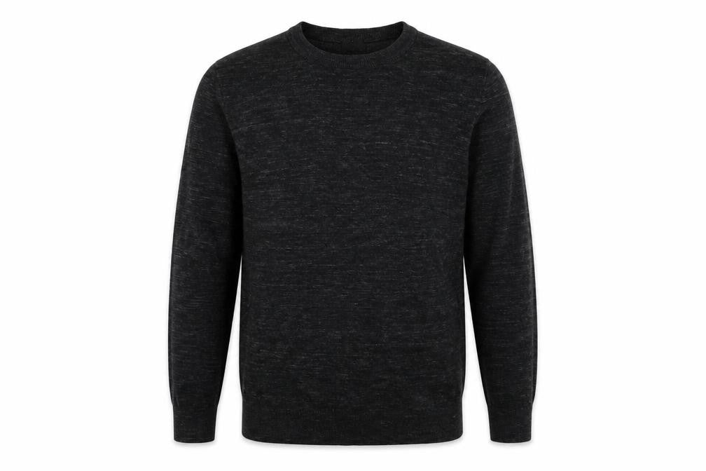 Front view of H&M men’s grey pullover sweatshirt, size M