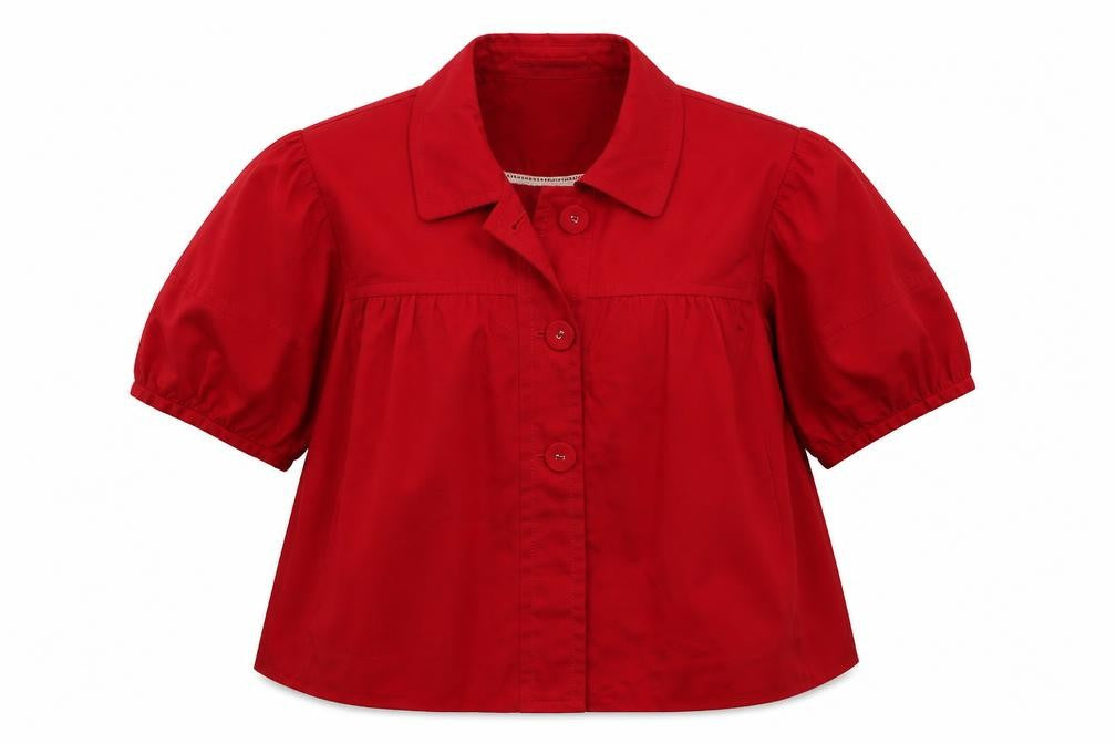 Front view of Robin women’s red jacket coat, size UK 12