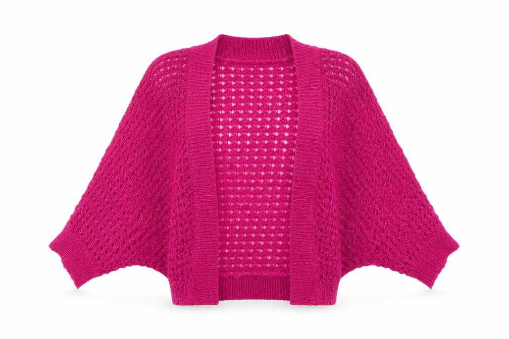 Front view of H&M women’s pink cardigan jumper, size S