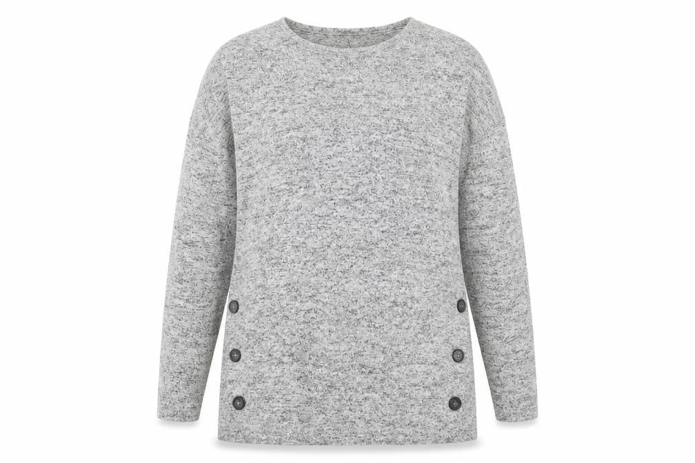 Front view of Peacocks women’s grey jumper, size UK 8