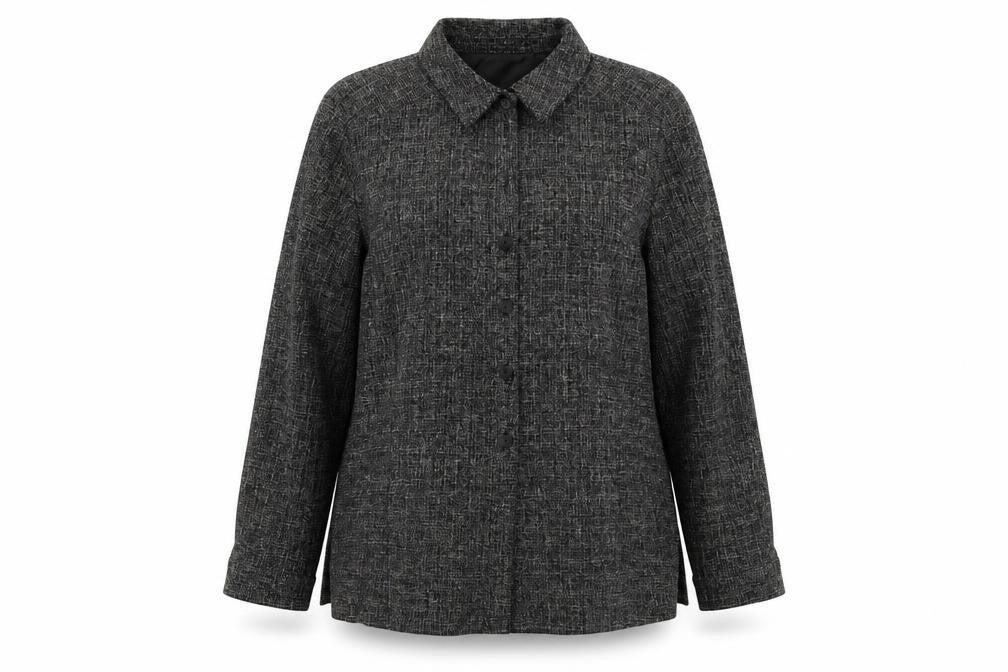 Front view of EWM women’s grey jacket blazer, size UK 16