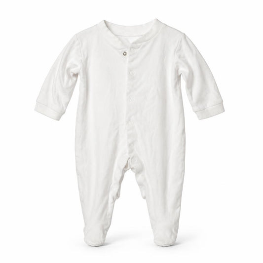 Front view of George Baby White Babygrow One-Piece, size 3-6, Months