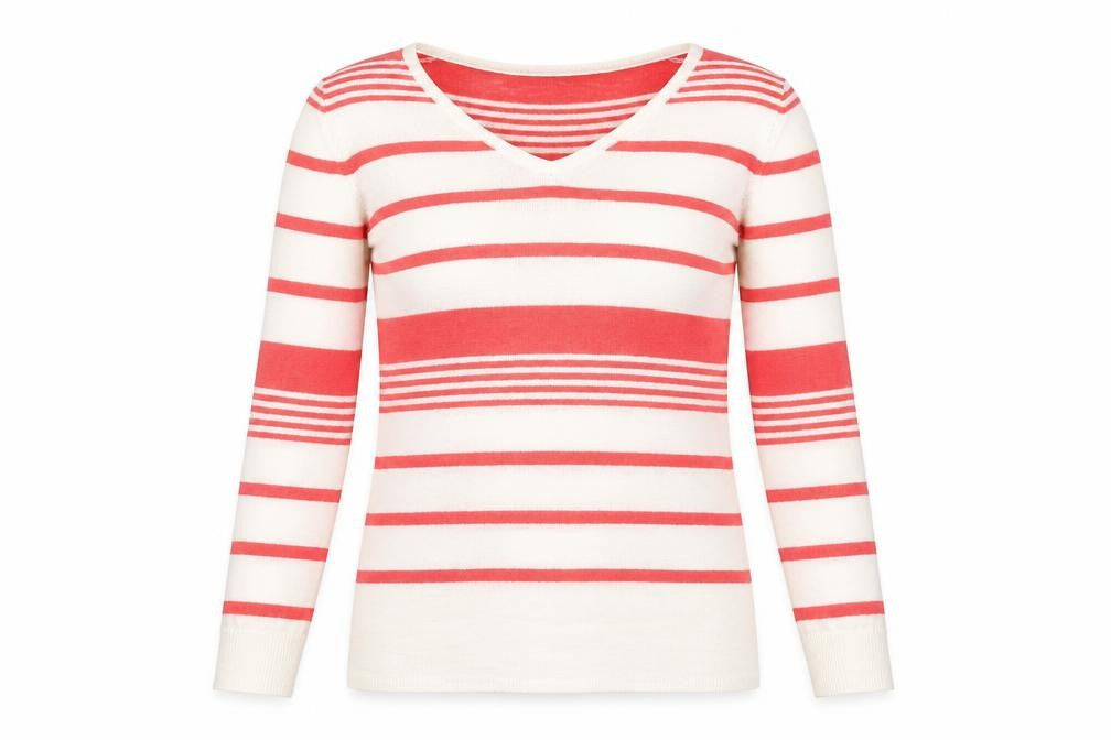 Front view of East women’s white striped basic t-shirt, size XS