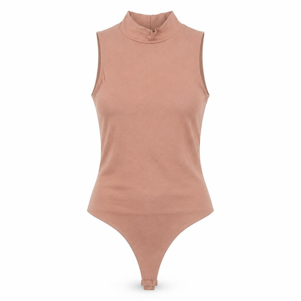 Front view of ASOS women’s brown bodysuit one-piece, size UK 10