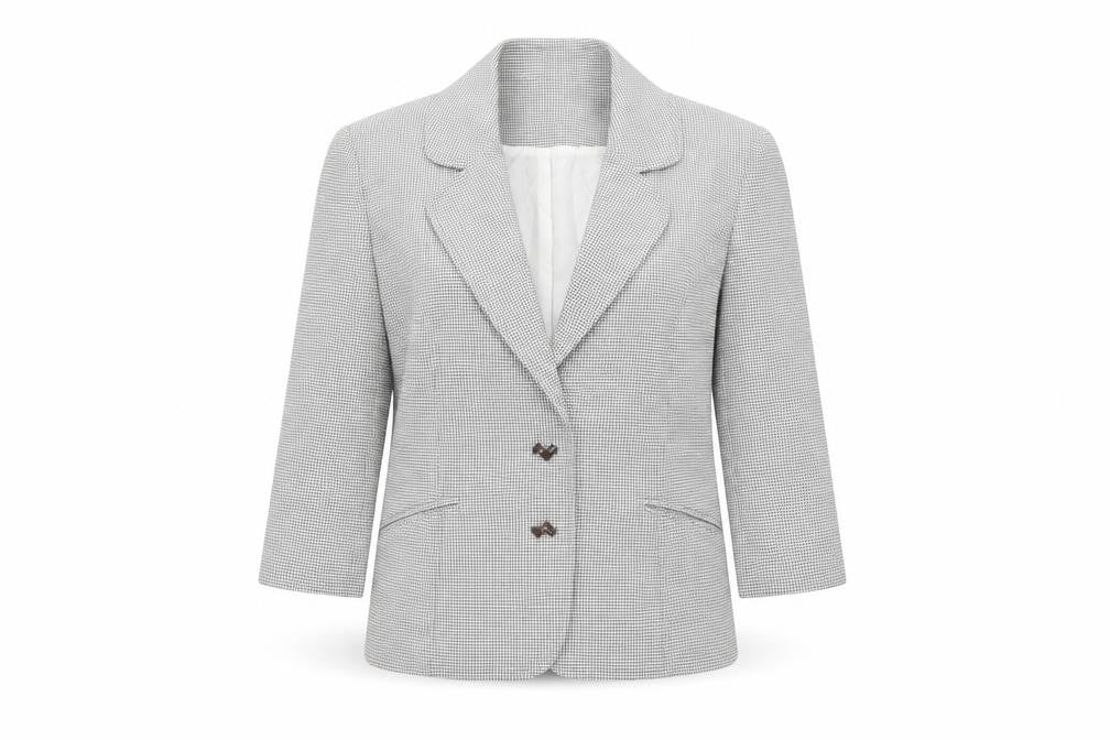 Front view of Minuet women’s white jacket, size UK 10