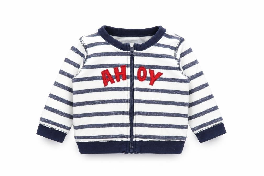 Matalan Baby White Striped  Full Zip Jumper Size 3-6 Months