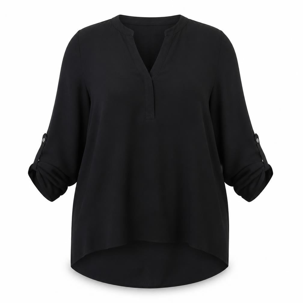 Front view of Paraphrase women’s black basic blouse, size S