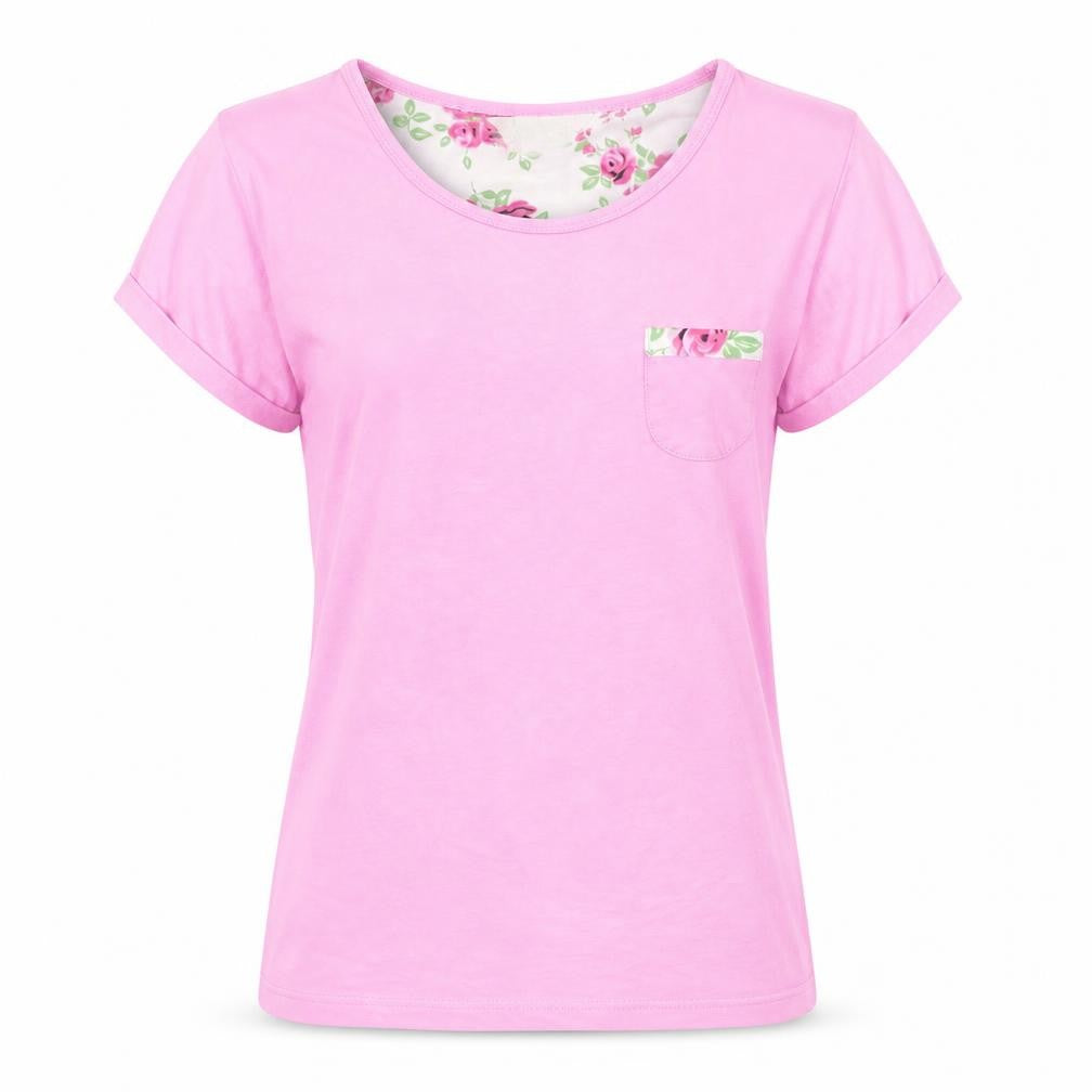 Front view of Love To Lounge women’s pink top pyjama top, size S