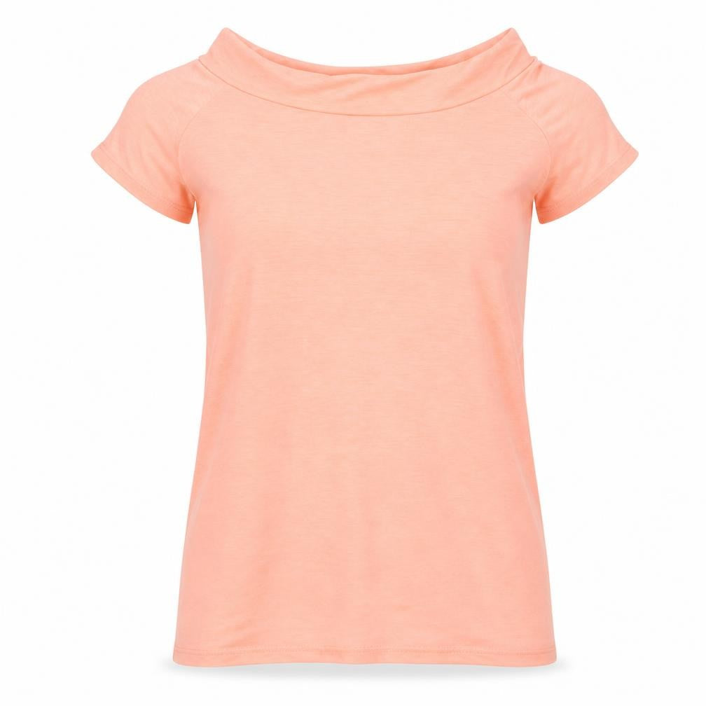 Front view of Atmosphere women’s pink basic t-shirt, size UK 14
