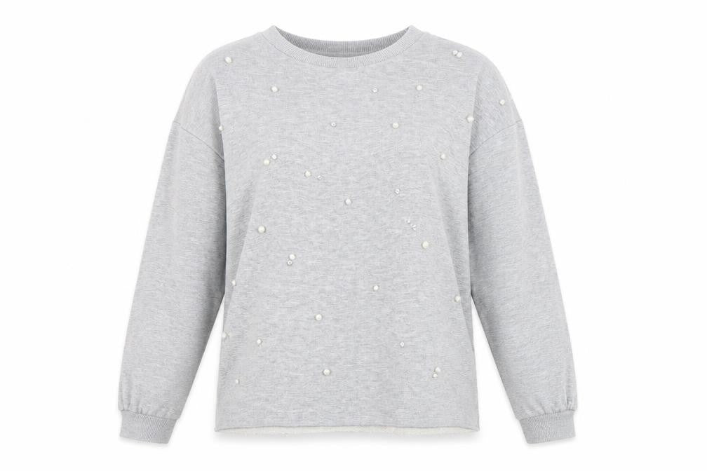 Front view of Matalan women’s grey jumper, size UK 14
