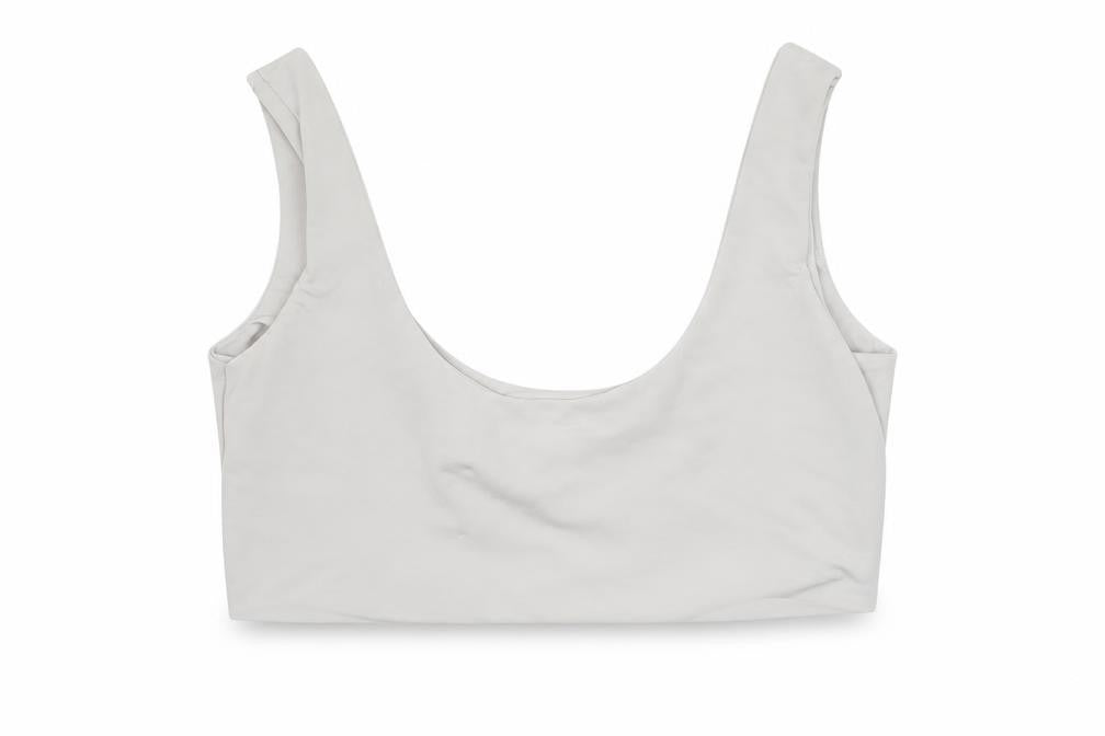 Front view of PRETTYLITTLETHING women’s grey basic blouse, size UK 10