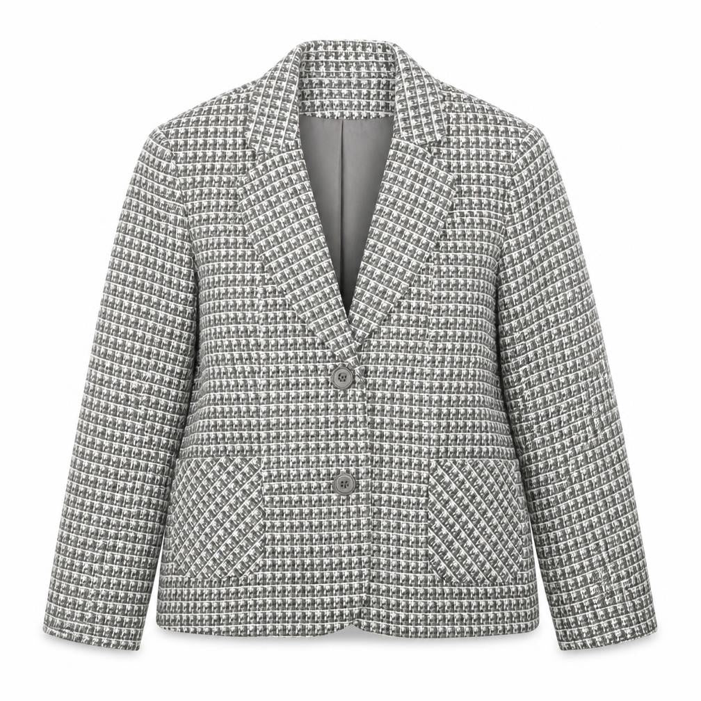 Front view of special collection women’s multicoloured geometric jacket blazer, size UK 16