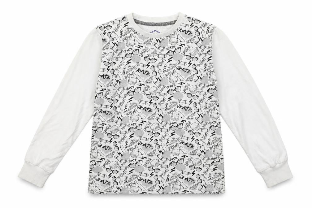 Front view of Matalan boys’ grey geometric basic t-shirt, size 7, years