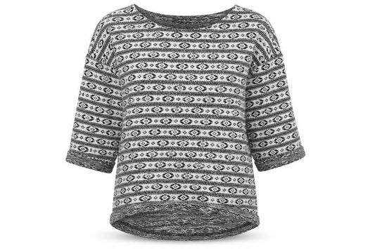 Front view of Next women’s multicoloured geometric basic t-shirt, size UK 8