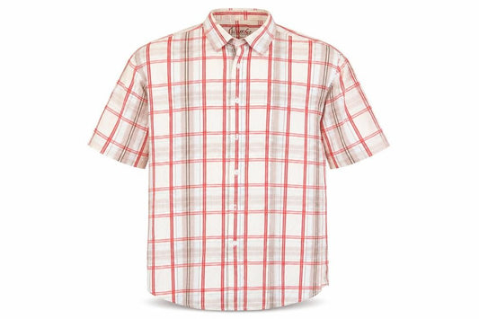 Front view of Vintage men’s multicoloured check button-up, size XL