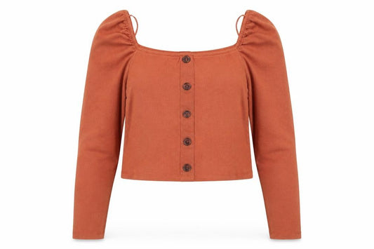 Front view of Primark women’s brown basic blouse, size UK 4