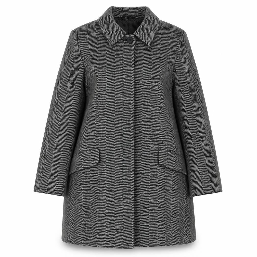 Front view of Autonomy women’s grey jacket coat, size UK 12