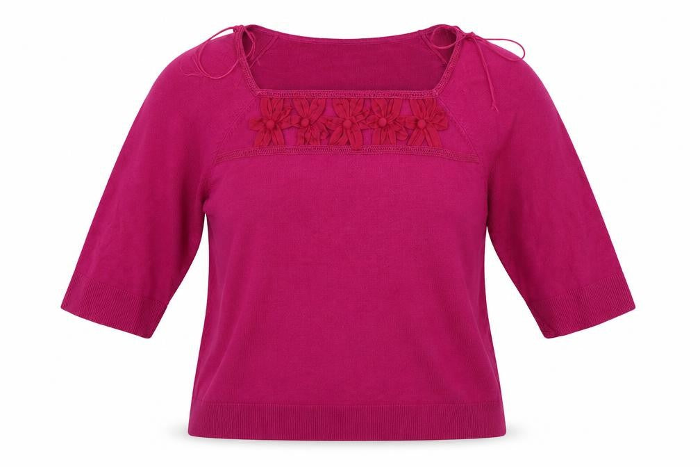 Front view of Marks & Spencer women’s pink jumper, size UK 14