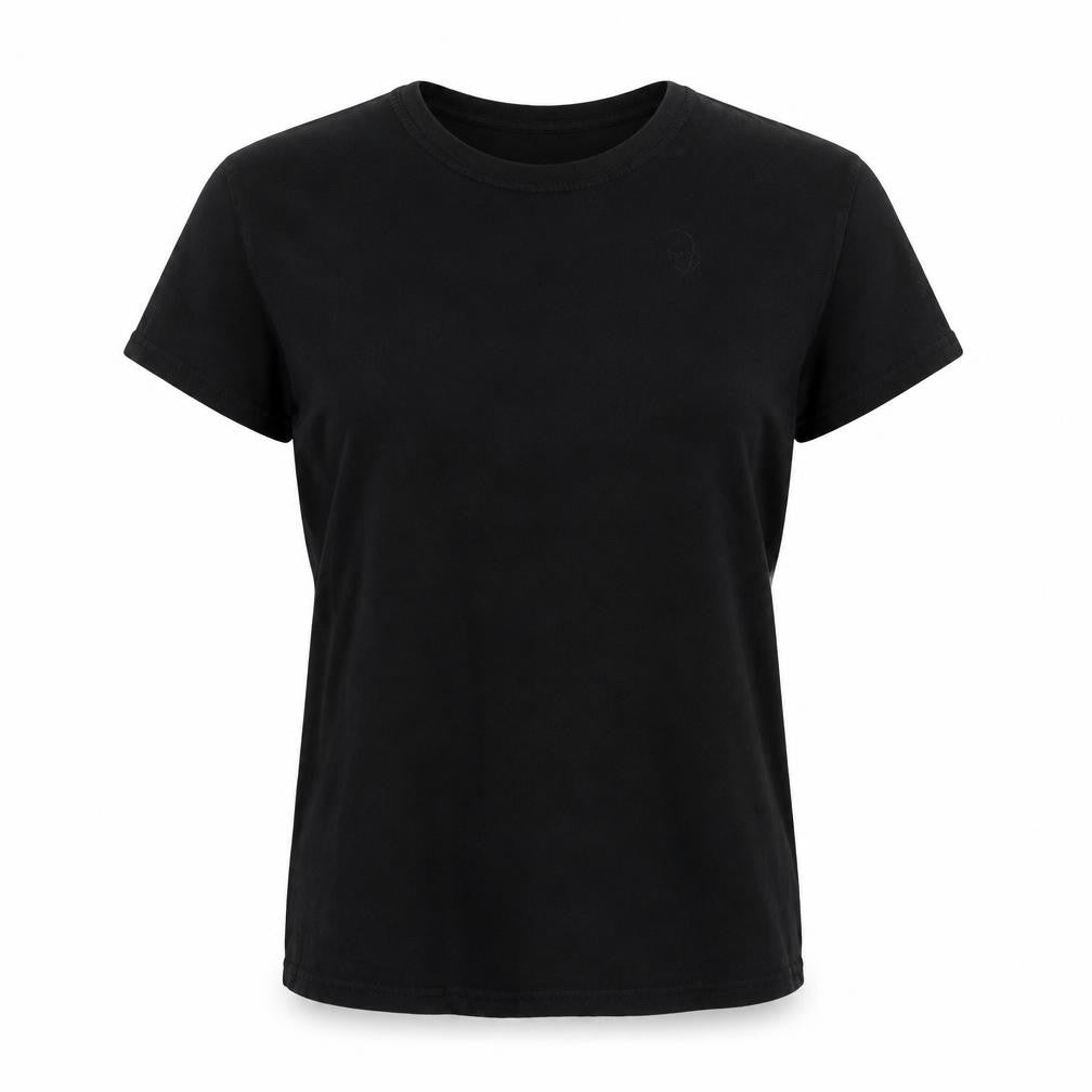 Front view of PRETTYLITTLETHING women’s black basic t-shirt, size M