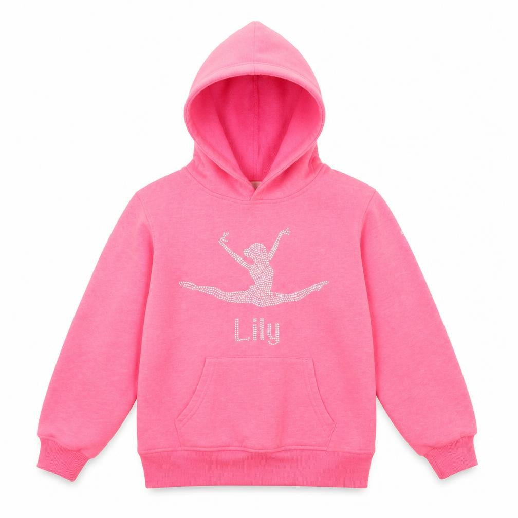Front view of Varsany girls’ pink pullover hoodie, size 9-10, years - lily