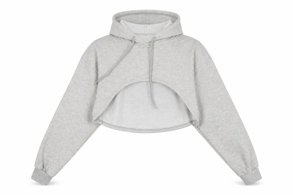Front view of SHEIN women’s grey pullover hoodie, size XS