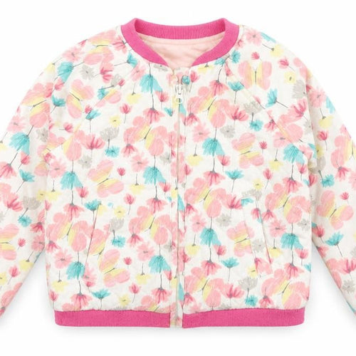F&F Girls Pink Floral  Bomber Jacket Coat Size 18 Months