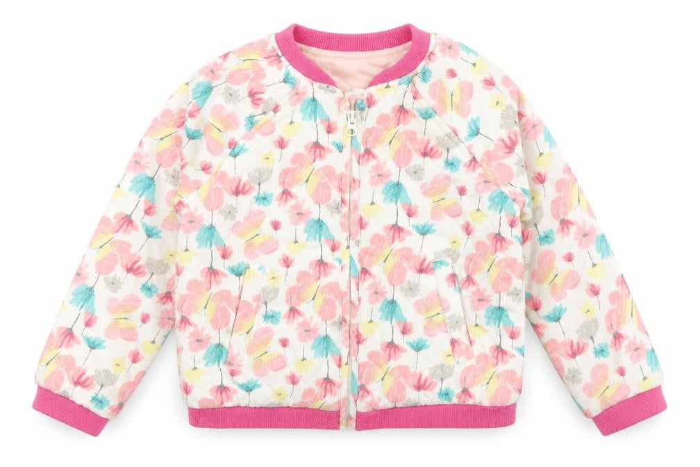 F&F Girls Pink Floral  Bomber Jacket Coat Size 18 Months