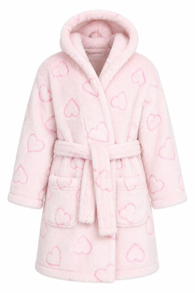 Front view of Primark girls’ pink solid capri robe, size 6-9, months
