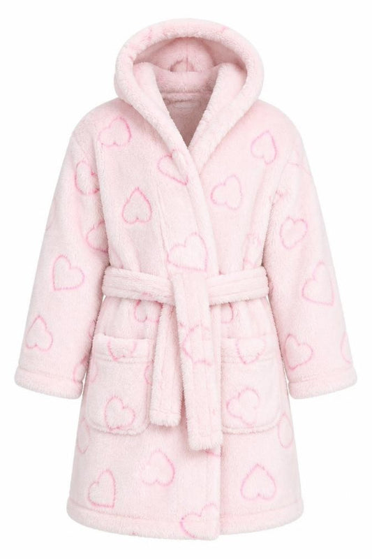 Front view of Primark girls’ pink solid capri robe, size 6-9, months