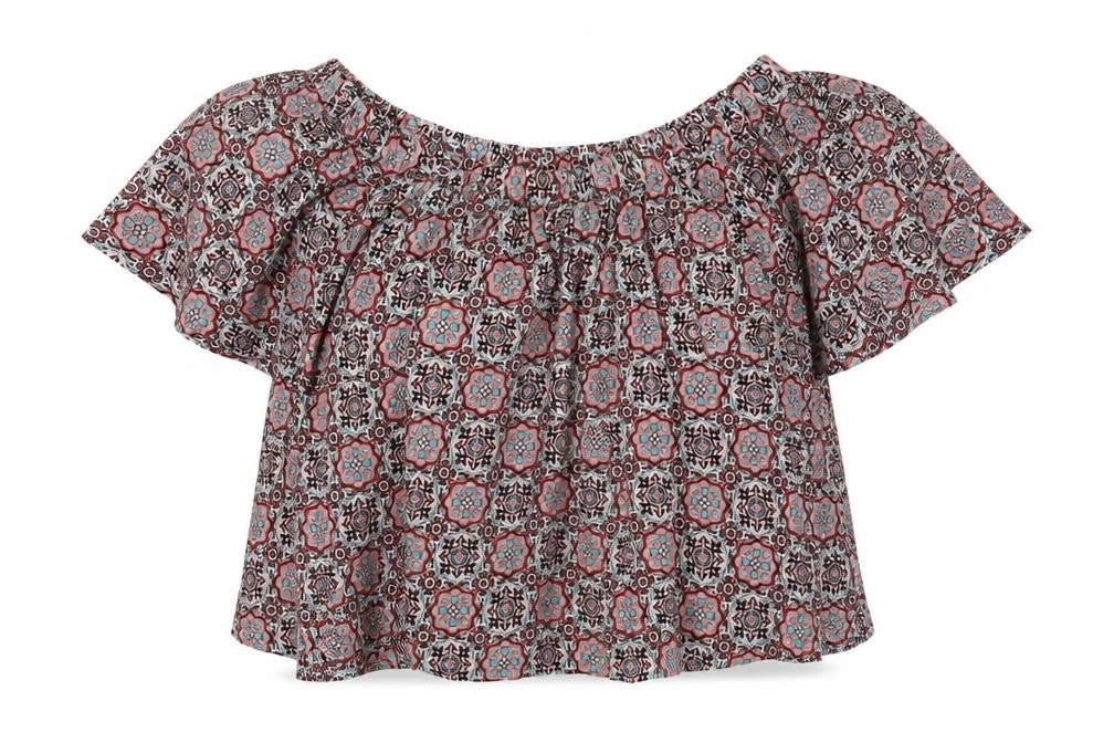 Front view of Select women’s pink geometric basic blouse, size UK 6