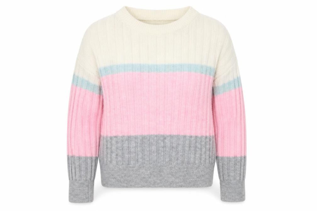 Front view of Papaya women’s multicoloured striped jumper, size S
