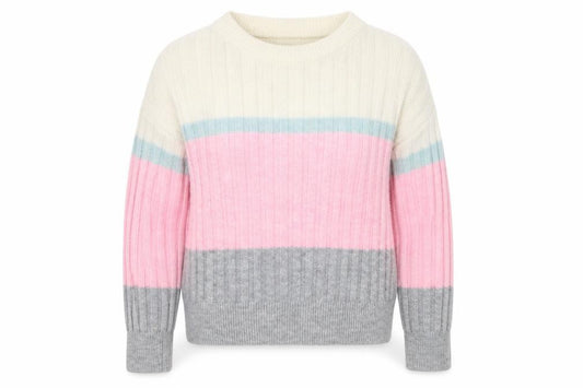 Front view of Papaya women’s multicoloured striped jumper, size S
