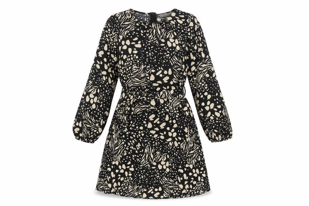 Dorothy Perkins Womens Black Animal Print  A-Line  Size 10