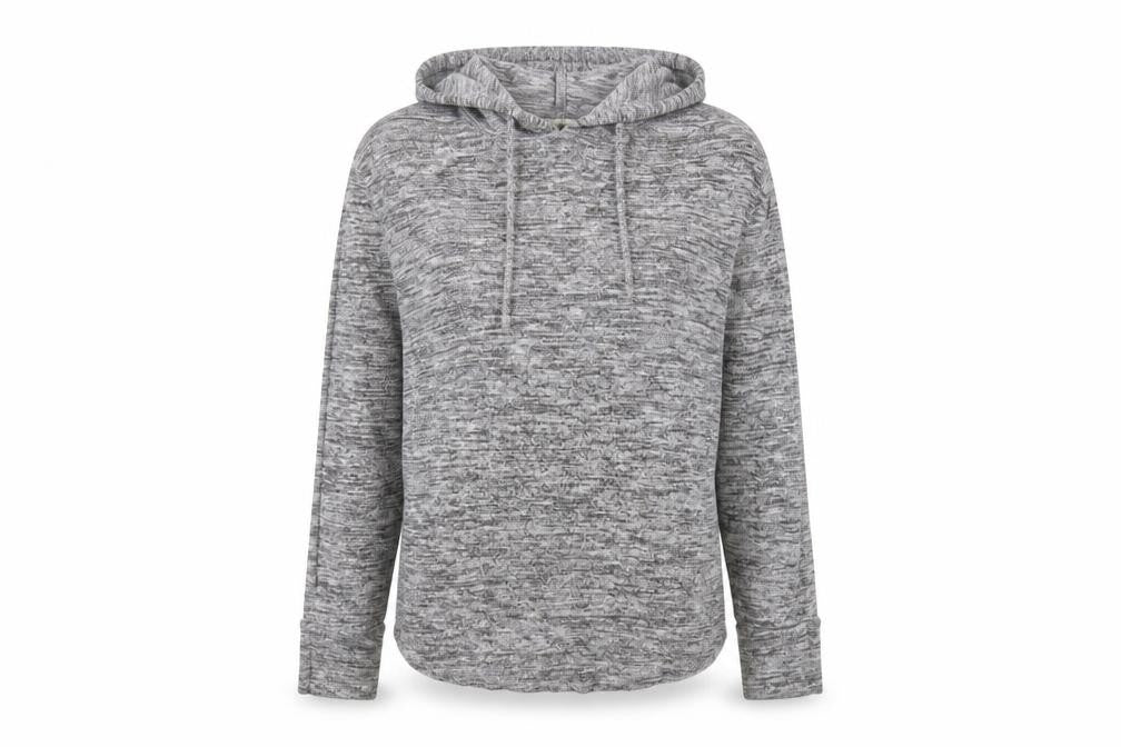 Front view of Papaya women’s grey pullover hoodie, size XS