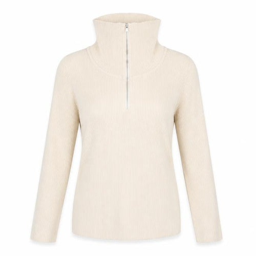 Cherry Koko Womens Beige Striped  Henley Jumper Size M  - High Heck Henley Skinny Ribbed Style