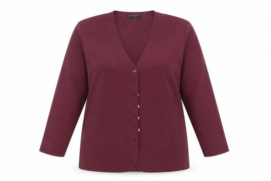 Front view of Legacy women’s purple basic button-up, size UK 16