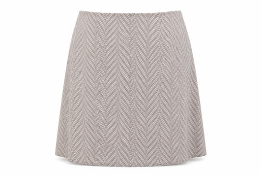 Front view of BM women’s multicoloured striped a-line skirt, size UK 24