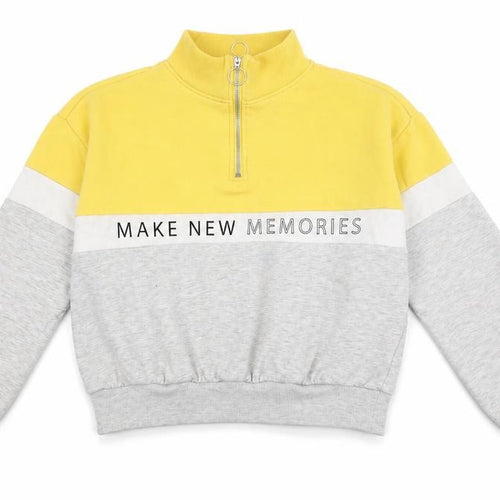 H&M Girls Multicoloured Colourblock  Pullover Sweatshirt Size 11-12 Years  - MAKE NEW MEMORIES