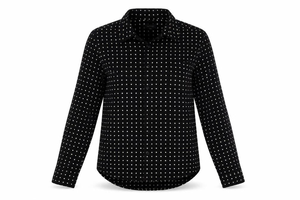 River Island Womens Black Polka Dot  Basic Button-Up Size S