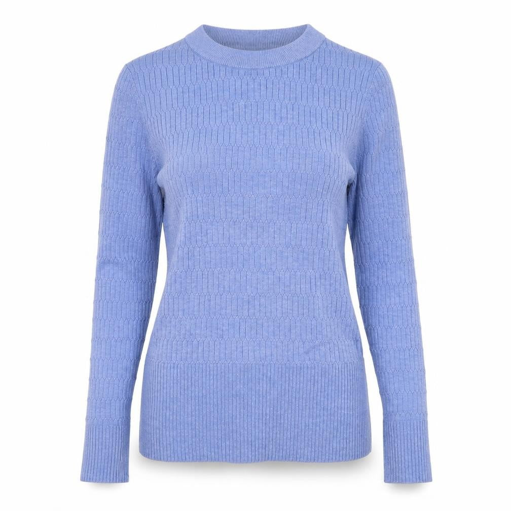 Front view of Marks & Spencer women’s blue jumper, size UK 8